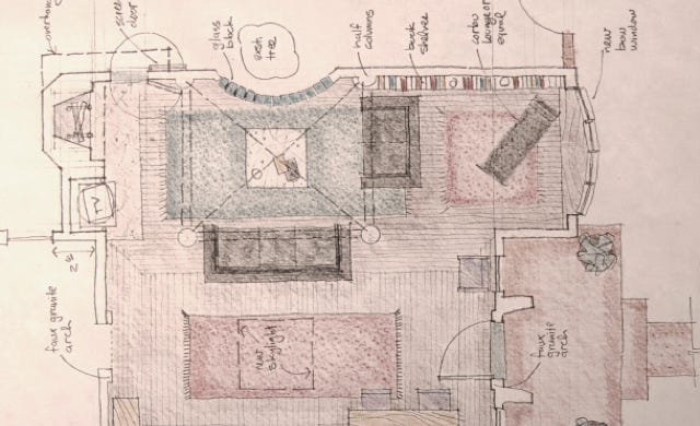 early preliminary sketch design of new glass block extention