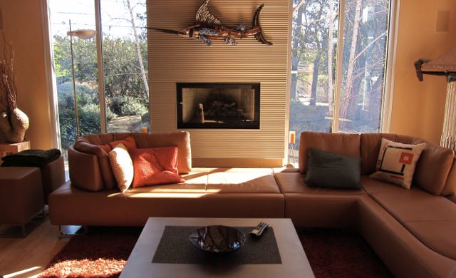 living room furniture and original art