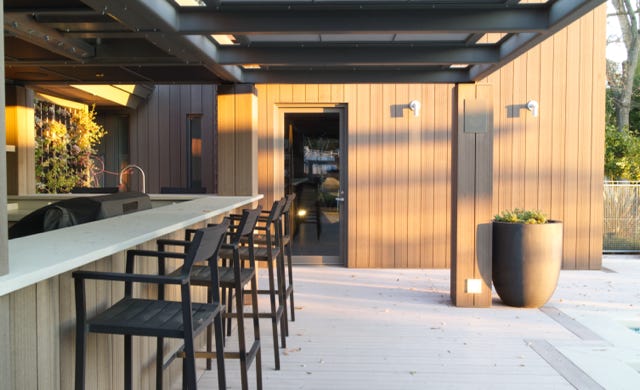 open covered kitchen bar seating area